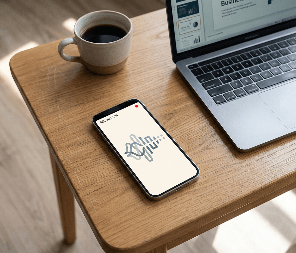Skrajb app i användning - inspelning av möte